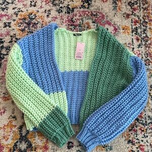 Wild Fable Blue and Green Knit Cardigan
